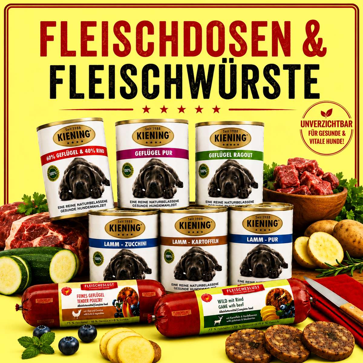 Fleischdosen und Fleischwürste