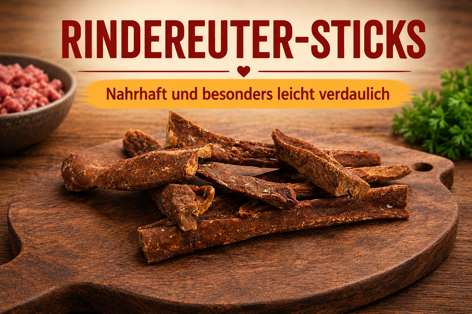 Getrocknete Rindereuter-Sticks