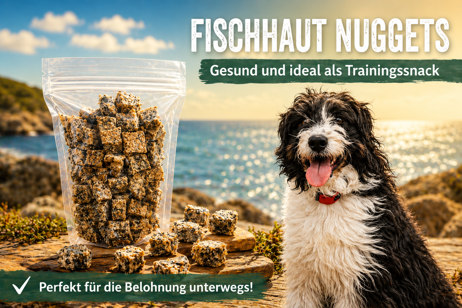 Getrocknete Fischhaut-Nuggets